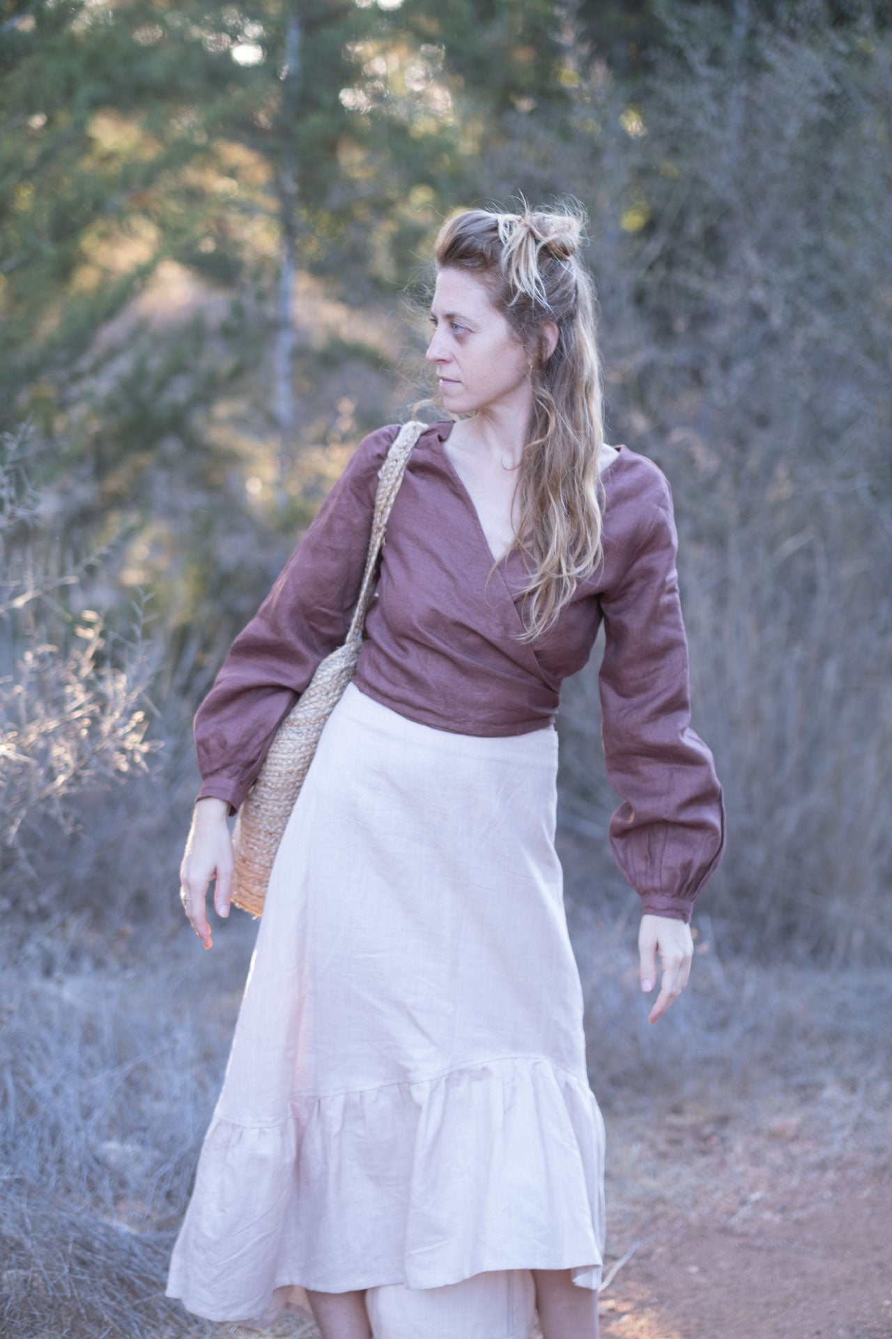 Lara Wrap Top - Brown
