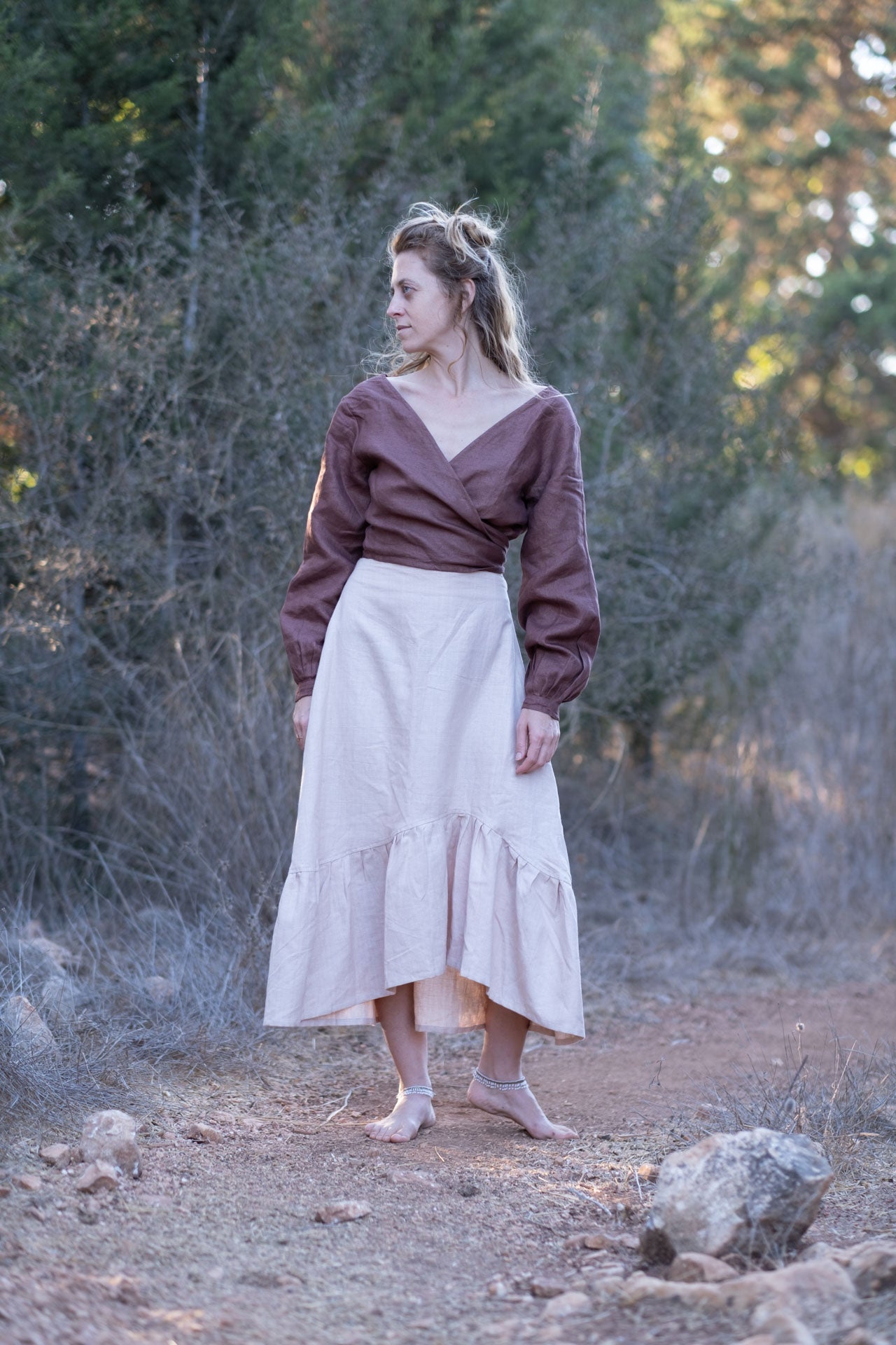 Lara Wrap Top - Brown