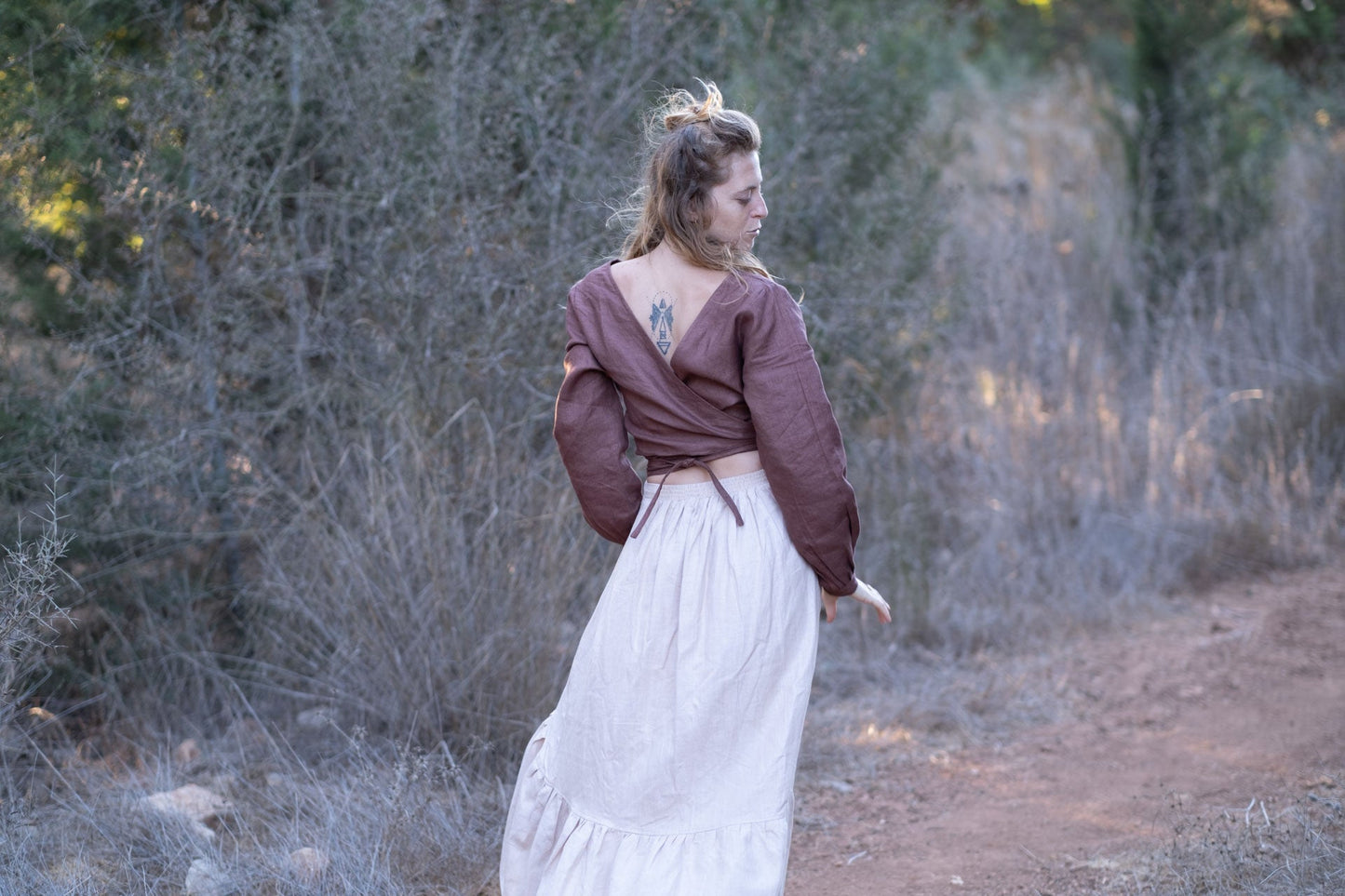 Lara Wrap Top - Brown