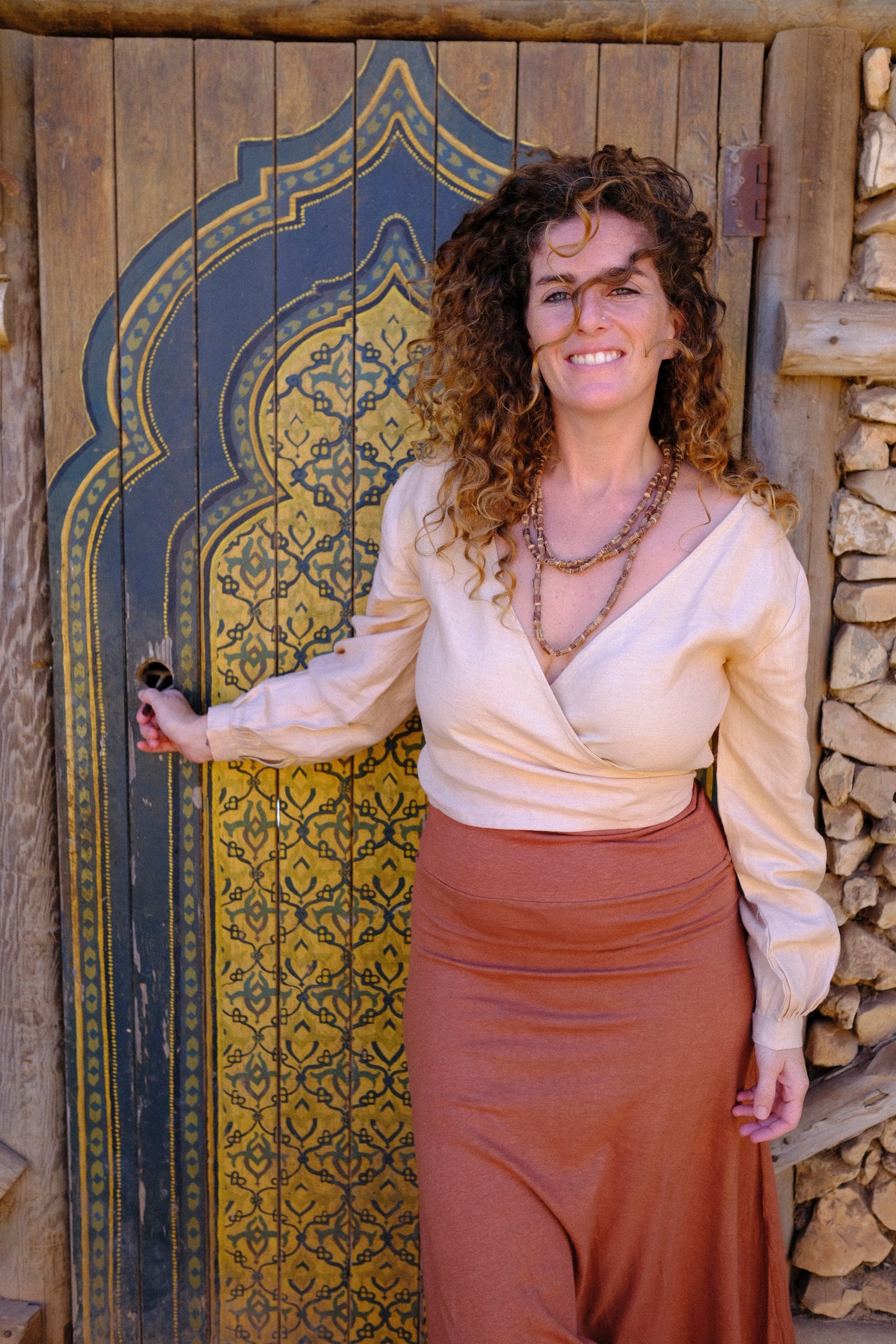 Lara Wrap Top - Brown